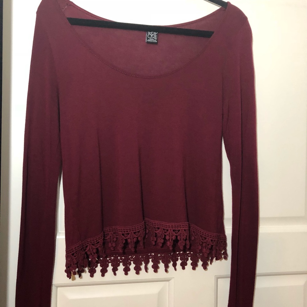Maroon Scoop Neck Long Sleeve